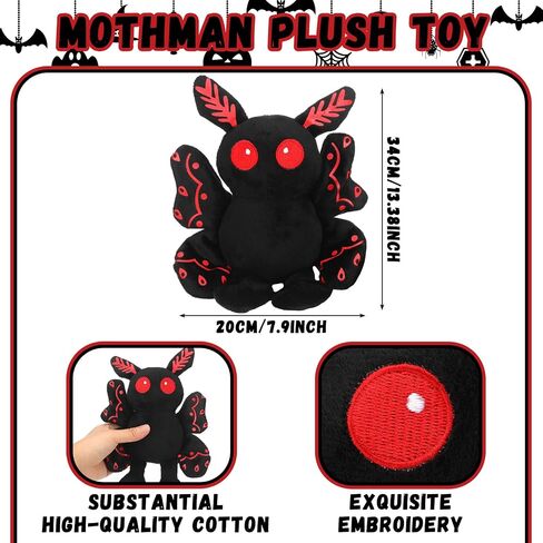 Jenaai Christmas Mothman Plush Toys Gifts Stuffed Baby Mothman Decoration Creepy Costume Accessory Supplies Christmas Party Gifts Stocking Stuffers for Boys Girls(Moth) in Saudi Arabia