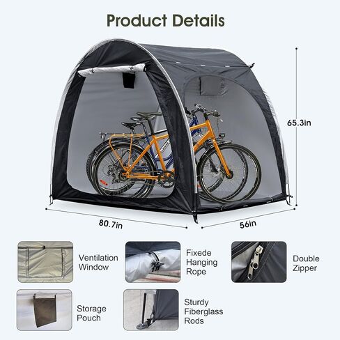Bike Cover Storage Outdoor Portable Bicycle Tent for 4 Bike PU4000 Waterproof Cloth Durable 210D Oxford Fabric W/ Travel Bag in Saudi Arabia