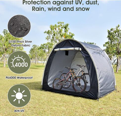Bike Cover Storage Outdoor Portable Bicycle Tent for 4 Bike PU4000 Waterproof Cloth Durable 210D Oxford Fabric W/ Travel Bag in Saudi Arabia