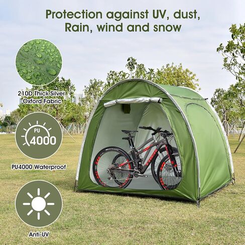 Bike Cover Storage Outdoor Portable Bicycle Tent for 4 Bike PU4000 Waterproof Cloth Durable 210D Oxford Fabric W/ Travel Bag in Saudi Arabia