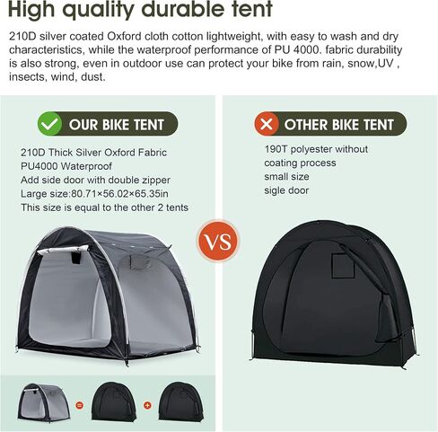 Bike Cover Storage Outdoor Portable Bicycle Tent for 4 Bike PU4000 Waterproof Cloth Durable 210D Oxford Fabric W/ Travel Bag in Saudi Arabia