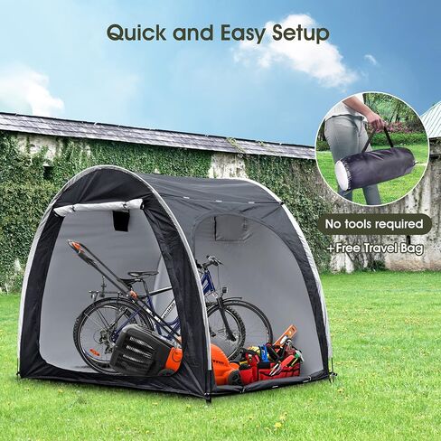 Bike Cover Storage Outdoor Portable Bicycle Tent for 4 Bike PU4000 Waterproof Cloth Durable 210D Oxford Fabric W/ Travel Bag in Saudi Arabia