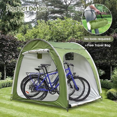 Bike Cover Storage Outdoor Portable Bicycle Tent for 4 Bike PU4000 Waterproof Cloth Durable 210D Oxford Fabric W/ Travel Bag in Saudi Arabia