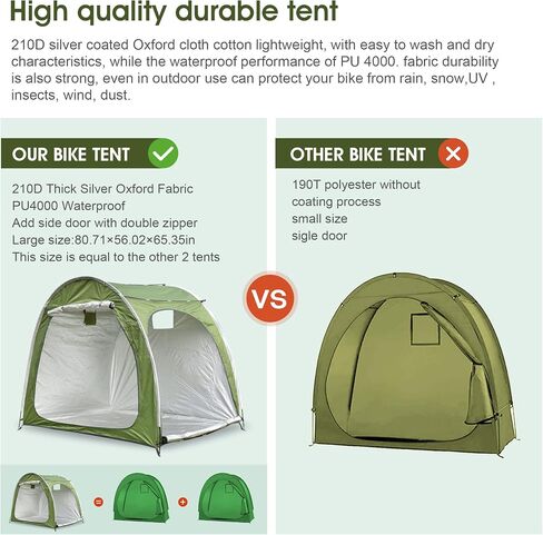 Bike Cover Storage Outdoor Portable Bicycle Tent for 4 Bike PU4000 Waterproof Cloth Durable 210D Oxford Fabric W/ Travel Bag in Saudi Arabia