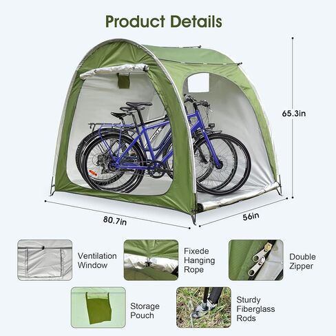 Bike Cover Storage Outdoor Portable Bicycle Tent for 4 Bike PU4000 Waterproof Cloth Durable 210D Oxford Fabric W/ Travel Bag in Saudi Arabia