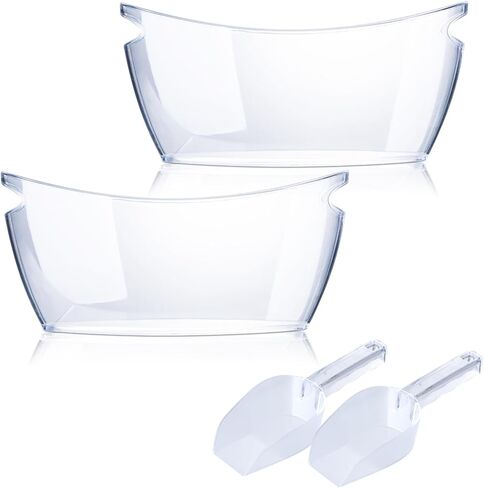 2 قطعة دلاء ثلج، دلو ثلج أكريليك شفاف للحفلات، دلو ميموزا بار الشمبانيا 5,5 لتر أنبوب مشروبات مثلجة مع مقابض لبار كوكتيل النبيذ والبيرة، يحمل 3 نبيذ، 2 مجارف ثلج in Kuwait