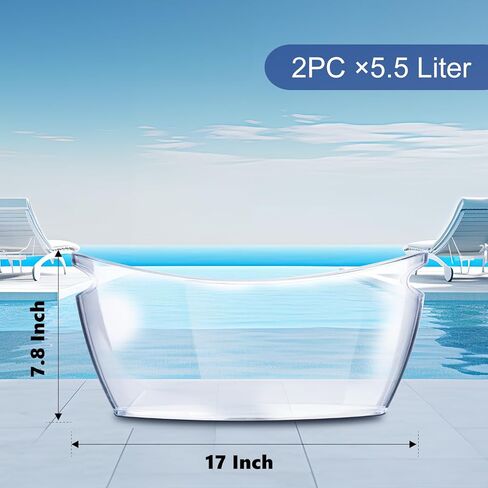 2 قطعة دلاء ثلج، دلو ثلج أكريليك شفاف للحفلات، دلو ميموزا بار الشمبانيا 5,5 لتر أنبوب مشروبات مثلجة مع مقابض لبار كوكتيل النبيذ والبيرة، يحمل 3 نبيذ، 2 مجارف ثلج in Kuwait