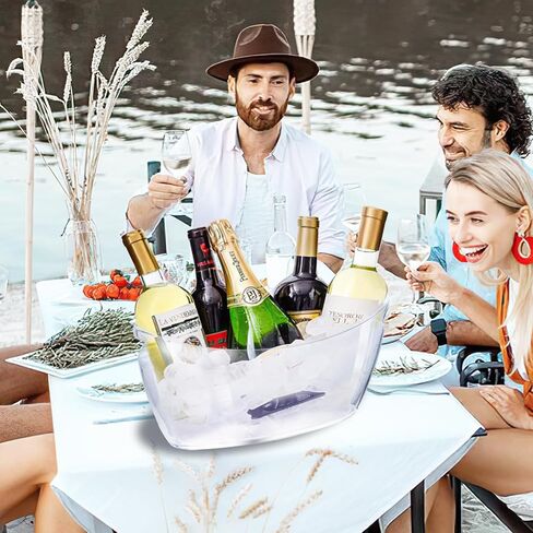 2 قطعة دلاء ثلج، دلو ثلج أكريليك شفاف للحفلات، دلو ميموزا بار الشمبانيا 5,5 لتر أنبوب مشروبات مثلجة مع مقابض لبار كوكتيل النبيذ والبيرة، يحمل 3 نبيذ، 2 مجارف ثلج in Kuwait