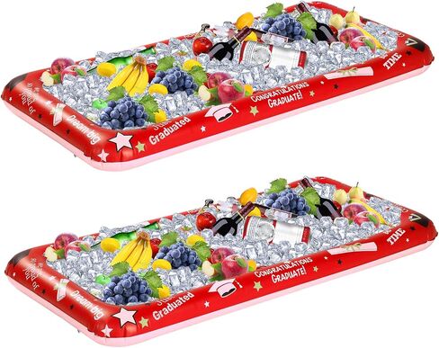 2 Pack Graduation Inflatable Cooler Inflatable Ice Inflatable Bar Graduation Serving Ice Bar Congrats Grad Inflatable Buffet Cooler Ice Serving Buffet for Summer Graduation Party (Red) in Saudi Arabia