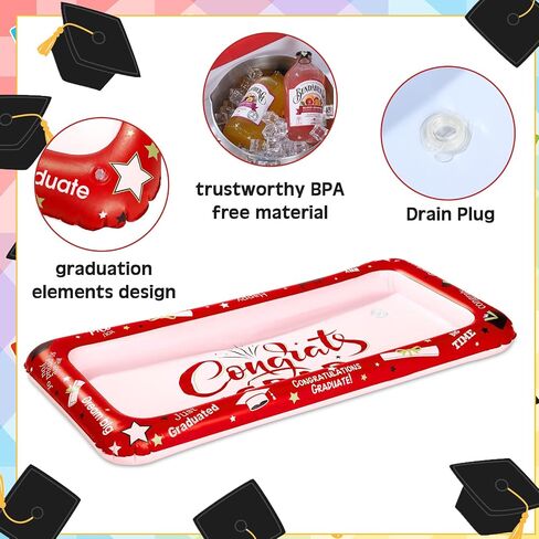 2 Pack Graduation Inflatable Cooler Inflatable Ice Inflatable Bar Graduation Serving Ice Bar Congrats Grad Inflatable Buffet Cooler Ice Serving Buffet for Summer Graduation Party (Red) in Saudi Arabia