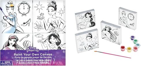 Disney Princess Color Your Own Canvas (4" x 4") - Customizable, Fun & Inspiring Artwork for Kids and Creativity Enthusiasts - 1 Set in Saudi Arabia