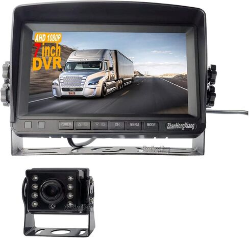 AHD 1080P RV كاميرا احتياطية 7 بوصة نظام مراقبة DVR 12V/24V، IP69 مقاوم للماء IR عكس كاميرا الرؤية الخلفية مع كابل 4 دبوس 15 متر لشاحنة نصف حافلة مقطورة العربة العجلة الخامسة in Saudi Arabia