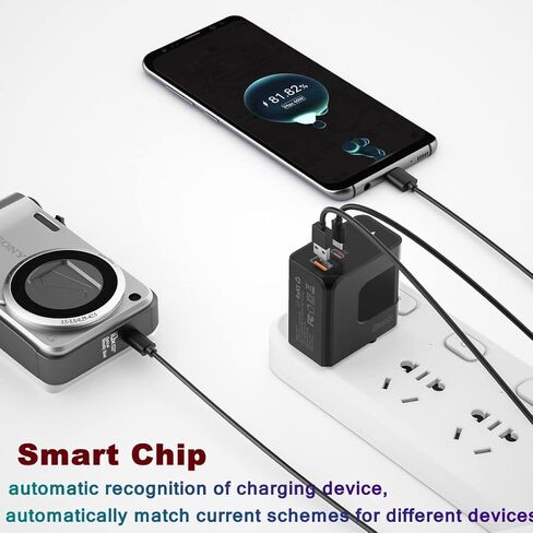 شاحن USB C PD لجهاز iPhone 15 Series iPad MacBook، شاحن حائط Sunshot 65W Max GaN USB-C بمنفذين (12W USB A + 45W USB C) مع توصيل الطاقة لأجهزة الكمبيوتر المحمولة والهواتف اللوحية والعديد من الأجهزة الأخرى. in Kuwait