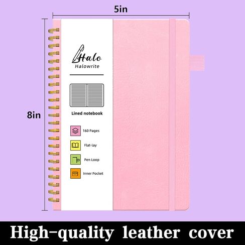 Spiral Notebook, Spiral Lined Journal Notebook for Women, 6"x8.5", Hardcover Journal with Pen Loop, Pocket, 160 Pages,100 GSM Thick Paper, Purple in Saudi Arabia