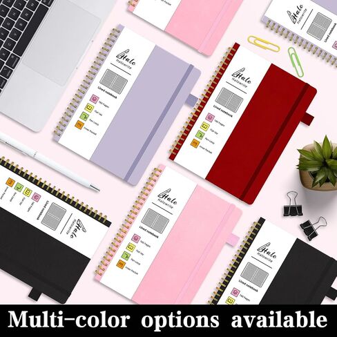 Spiral Notebook, Spiral Lined Journal Notebook for Women, 6"x8.5", Hardcover Journal with Pen Loop, Pocket, 160 Pages,100 GSM Thick Paper, Purple in Saudi Arabia