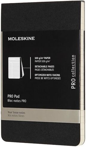 Moleskine Professional Pad, Medium/college Rule, Black Cover, 96 Ivory 8.5 X 11 Sheets in Saudi Arabia