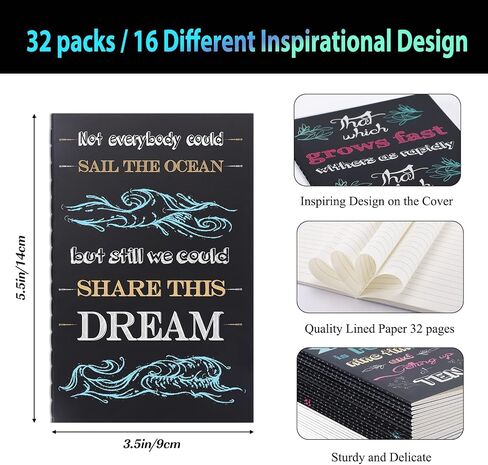 EOOUT 32pcs Inspirational Notepads Mini Journals Bulk, 3.5" x 5.5", 32 Pages Motivational Pocket Notebooks, Funny Notepads with 16 Styles for Kids, School or Coworkers Gifts in Saudi Arabia