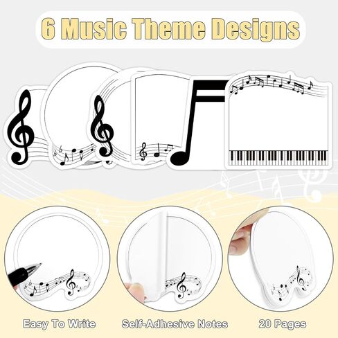 30 Pack Music Sticky Notes - 600 Sheets Music Notepads for Music Teacher Appreciation Gifts Party Favor Musical Notes Message Reminder School Supplies in Saudi Arabia
