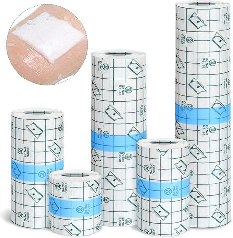 5 Rolls Waterproof Bandage Transparent Stretch Adhesive Bandage Tape Shower Protector Clear Dressing Film for Swimming Showering Tattoos, 5 Sizes in Saudi Arabia