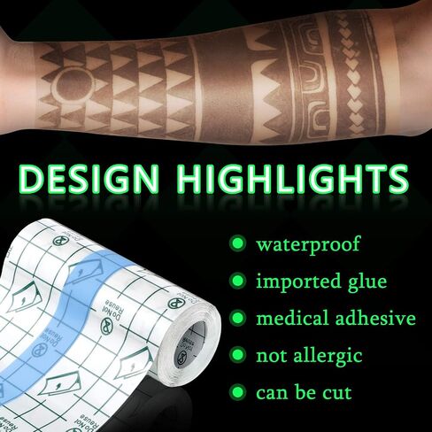 5 Rolls Waterproof Bandage Transparent Stretch Adhesive Bandage Tape Shower Protector Clear Dressing Film for Swimming Showering Tattoos, 5 Sizes in Saudi Arabia