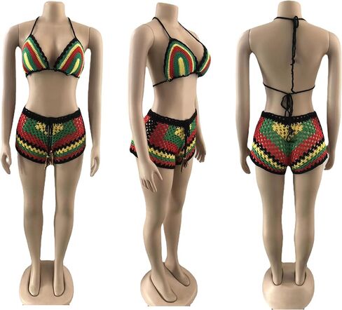 Bluewolfsea Women Sexy Beach Coverups Summer 2 Piece Outfits Crochet Mesh Fishnet Bikini Top and Maxi Skirt Set in Saudi Arabia