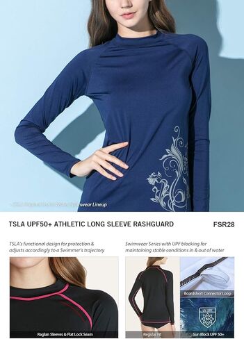 قمصان سباحة نسائية من TSLA بعامل حماية من الطفح الجلدي 50+ بأكمام طويلة، قمصان سباحة للحماية من الأشعة فوق البنفسجية/الشمس، سترة سباحة لركوب الأمواج على الشاطئ in Kuwait