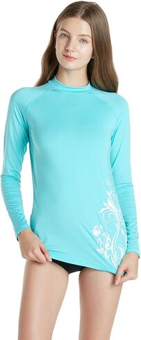 قمصان سباحة نسائية من TSLA بعامل حماية من الطفح الجلدي 50+ بأكمام طويلة، قمصان سباحة للحماية من الأشعة فوق البنفسجية/الشمس، سترة سباحة لركوب الأمواج على الشاطئ in Kuwait