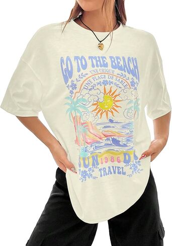 COZYEASE Women's Graphic Tees Short Sleeve Oversized T Shirt Loose Fit Casual Summer Tee Tops in Saudi Arabia