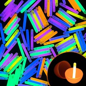 POPGIFTU 120 Mini Glow Sticks(1.96"), Glow-in-the-dark Easter Halloween Party Favors, Tiny Glow Sticks for Halloween Easter Eggs Decorations