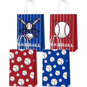16 PCS Baseball Gift Bags Baseball Goodie Bags Baseball Birthday Party Supplies Baseball Theme Party Supplies with Handle Baseball Treat Bags Baseball Favor Bags
