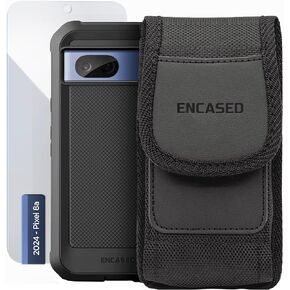Encased Belt Case Set for Google Pixel 8a with Phone Clip Pouch Holster - Includes Tempered Glass Screen Protector (3-in-1 Set)