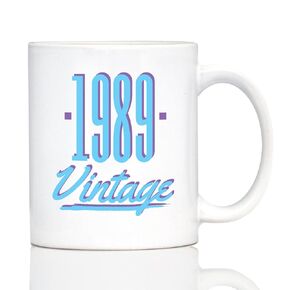 Vintage 1989 - Fun 35th Birthday Coffee Mug Gifts for Men & Women Turning 35 - Retro Coffee Cups - Large 15oz White Ceramic Mug