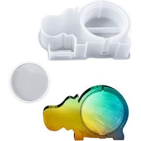 KyeeaDIY 2 Pcs Piggy Bank Resin Molds Storage Elephant Hippo Pig Silicone Mold Coin Holder Molds Resin Jewelry Box Epoxy Mould DIY Crystal Agate Casting Mold for Coins, Jewelry Organizer