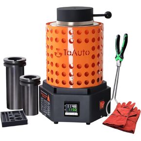 TOAUTO NEW TRF3000 فرن المقاومة 1+3 كجم فرن صهر الذهب 1800 وات 2102 درجة فهرنهايت أداة فرن الصهر الرقمي مع قالب الجرافيت لإعادة تدوير المجوهرات تذوب خردة النحاس والذهب والفضة والألومنيوم