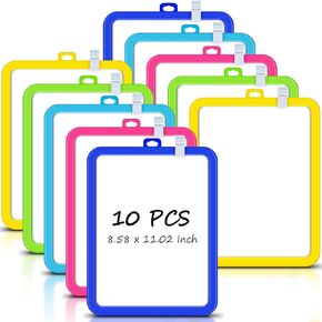Outus 10 Pcs Mini White Boards 8.5 x 11 Inch Mini Magnetic Whiteboard Small Magnetic Dry Erase Board Small Colored Whiteboards Double-Sided Writable Board Graffiti Board for Kids Students (Black)