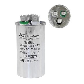 ACECREW 30+5uF 30/5MFD ±5% 370V/450V CBB65 UL Premium Quality Dual Run Start Capacitor for AC Motor Run or Fan Start or Condenser Straight 30 + 5