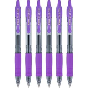 Pilot G2 Retractable Rollerball Gel Pens, Bold Point, 1.0mm, Purple Ink, 6 Count
