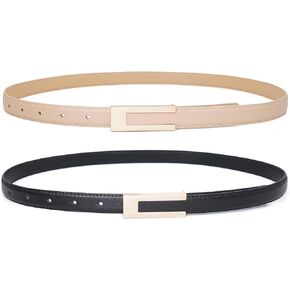 Women Leather Belts Skinny Waist Belt for Dresses Jeans Pants