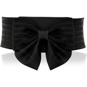 Women Cute Bow Wide Elastic Waist Belt - Adorable Dress Accessory (XXL)