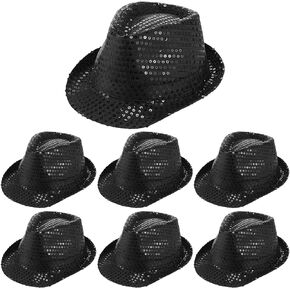 Black Western Sequin Hats for Women Men Glitter Hat Bulk Shining Hat Solid Color Costume Headwear Cowboy Disco Cap