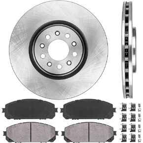 Callahan Front Replacement Brake Disc Rotors and Ceramic Brake Pads + Hardware Brake Kit For 2014 2015 2016 Jeep Cherokee Dual Piston Models
