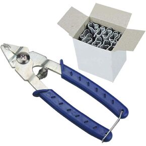 Hog Ring Pliers With 600pcs M Nail clips for Chicken Quail Pigeon Pet Cage Poultry Clamp Installation Tools Fences Netting Tags Traps Cage