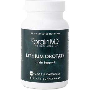 Dr Amen BrainMD Lithium Orotate - 60 Capsules - Brain Support - Gluten Free - 60 Servings