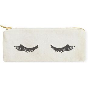 The Cotton & Canvas Co. Closed Eyelashes Small Cosmetic Case and Travel Pouch for Office and On the Go