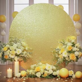 Silver Sequin Round Backdrop Cover 7.2ft Glitter Circle Backdrop Cover Sparkle Photo Backdrop for Birthday Party Baby Shower Wedding Prom Photography Background with 4 Clips