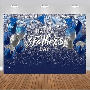 CHAIYA 7x5ft Father's Day Backdrop Blue Glitter Backdrop for Father's Day Party Banner Glitter Blue Balloon Party Decoration Studio Props CY-220