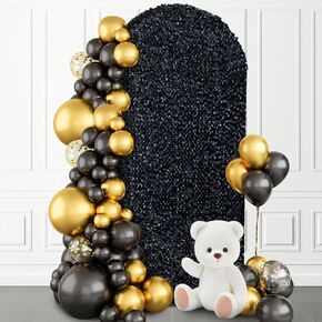 7.2 FT Bling Arch Backdrop Cover, Silver Sequin Wedding Arch Stand Cover, Round Top Fitted Chiara Backdrop Cover for Birthday Party Ceremony Baby Shower Banquet Decoration