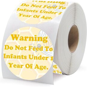 Honey Warning Caution Infants Labels 2 inch Warning Do Not Feed to Infants Label 500Pcs Pure Honey Bottle Label-Honey Safety Instruction Stickers for Small Business Canning Jars and Lids