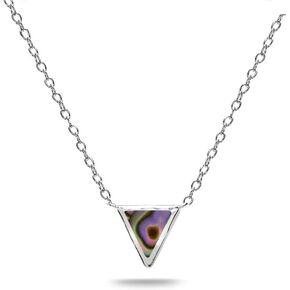 B. BRILLIANT Sterling Silver Polished Inlay Triangle Minimalist Dainty Necklace for Women Girls, Choice of 3