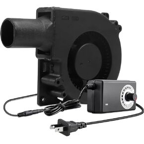 97mm x 33mm 12V Dual Ball Air Blower Fan with 110V - 240V AC Plug Variable Speed Controller High Velocity Squirrel for DIY Cooling Projects, BBQ, Drum Smoker (9733 110V-240V)